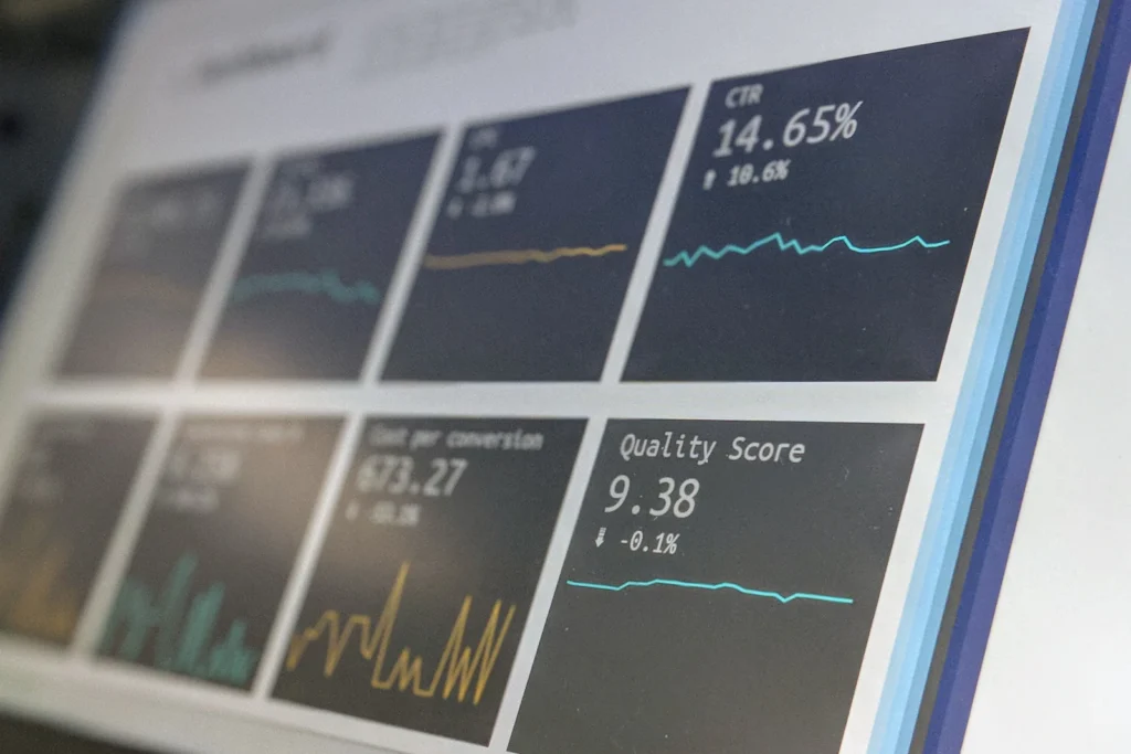 Dashboard of key business metrics on a screen