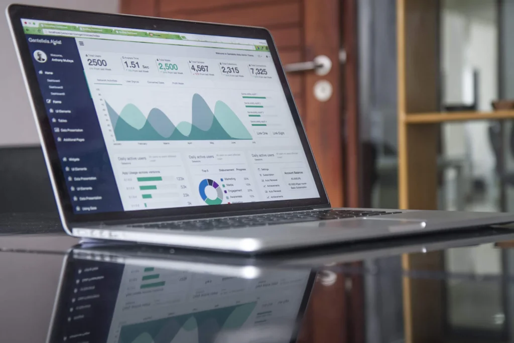 Laptop showing a marketing performance dashboard